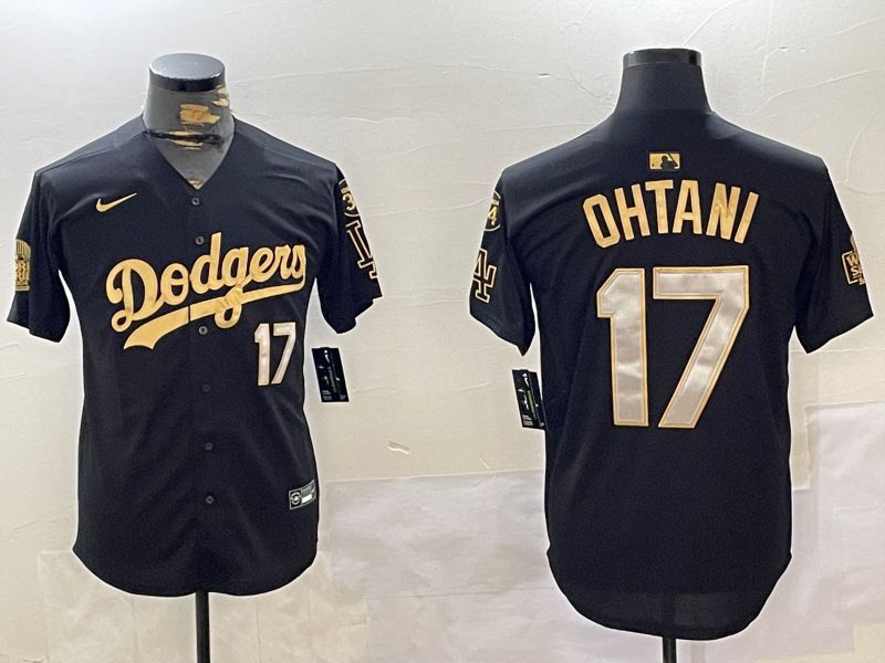 Men Los Angeles Dodgers #17 Ohtani Black Gold Game 2024 Nike MLB Jersey style 12021